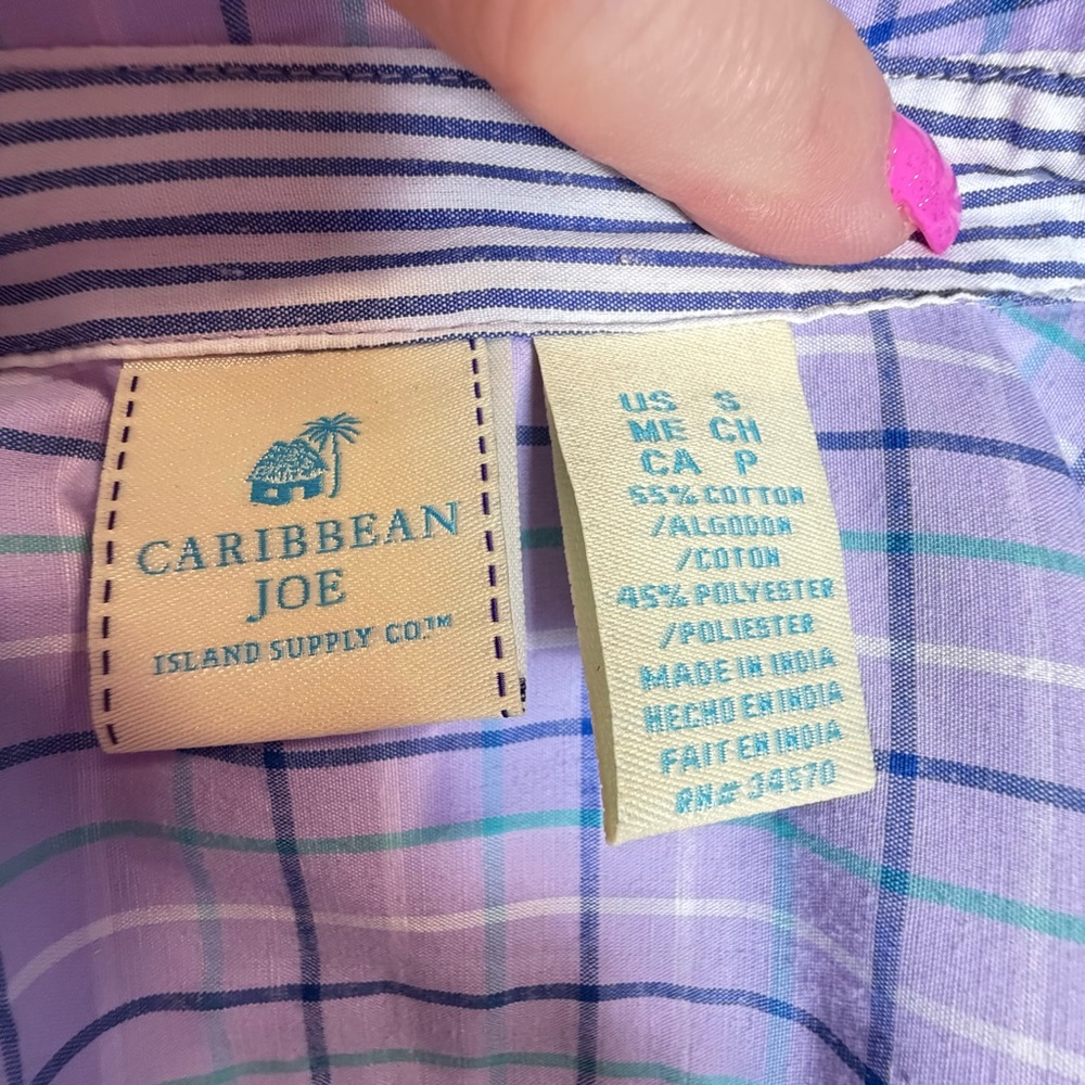 Caribbean Joe Lavender Plaid Shirt - Picture 6 of 9